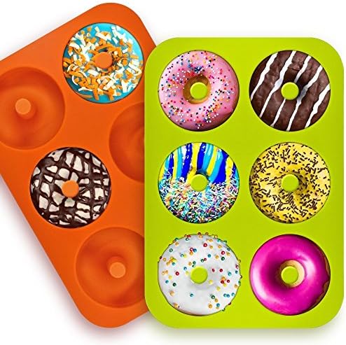 TimedMALL Silicone Doughnuts Baking Pan,Non-Stick Cake Mold Bake Full Size Perfect Shaped,Durable Baking Kitchen Accessories Easy to Clean (3pcs) 6-Cavity