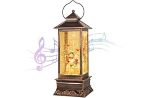 JEDAWN Christmas Snow Globe Lanterns, Christmas Decorated Indoor, Snow Globes with Music and Timer Function, Battery Powered and USB Powered, Christmas Decorated Gifts, Holiday Decorations Gifts