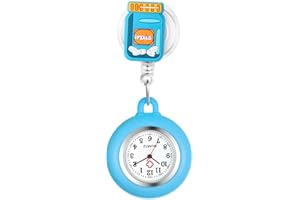 Lancardo Clip On Nurse Watch: Retractable Quartz Silicone Cover Cartoon Medical Symbol Pattern Badge Easy to Read for Women Men Doctor