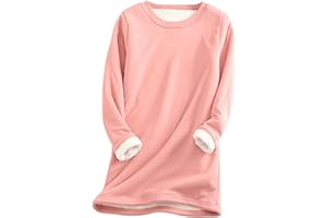 PEHMEA Women's Warm Sherpa Lined Fleece Pullover Winter Crewneck Sweatshirt Loungewear Tunic Tops