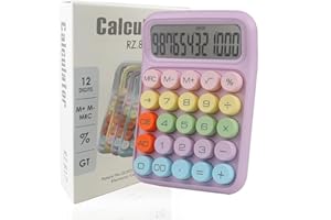 Envysun Colorful Candy Calculator,Mechanical Calculator Cute 12 Digit Large LCD Display Big Round Button Calculator,Easy to Press,for School Office Business Home,Automatic Sleep,with Batter(Purple)