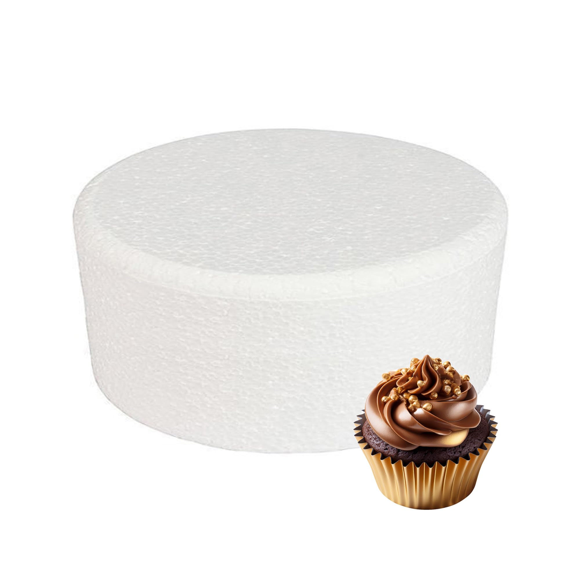 Culpitt 10" x 4" Round Cake Dummy, Bevelled Edge Cake Form, Practice Cake Decorating or Use for Creating Long-Lasting Displays, Smooth Polystyrene