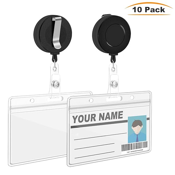 10 Stück Ausweis JoJo Ausweishülle JoJo Ausweisjojo mit für ID Badge Holder 10 StückWasserdichter Ausweishülle(Schwarz)