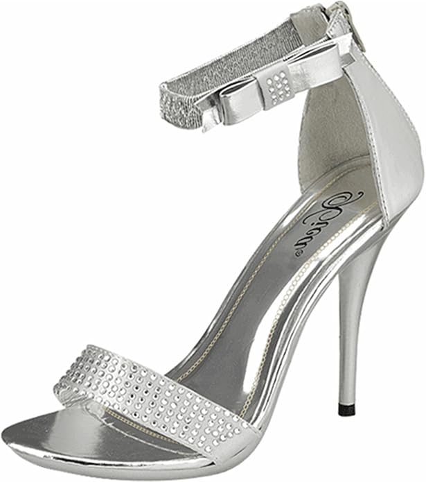 Amazon.com | Damita K Women's Nudy-05 Silver Rhinestone Evening Strappy Sandals Shoes, Silver, 8 