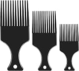 Lanjue 3 Sizes Afro Combs Set Black Plastic Hair Comb Wide Tooth Pick