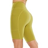 baleaf Sweatleaf Women's Light Compression Biker Shorts 8" High Waisted Yoga Gym Spandex Shorts Side Pockets