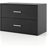 Homes: Inside + Out Apexa 2-Drawer Wooden Stackable Storage Drawers, Small Food Pantry Cabinet, Cajonera De Madera, Underbed Drawer Dorm Teen Room Decor &amp; Bedroom, Home Office, Kitchen, Black