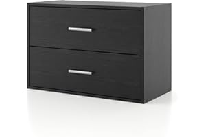 HOMES: INSIDE + OUT Apexa 2-Drawer Wooden Stackable Storage Drawers, Small Food Pantry Cabinet, Cajonera De Madera, Underbed Drawer Dorm Teen Room Decor & Bedroom, Home Office, Kitchen, Black