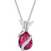 FYNSBLE Butterfly Necklace for Women 925 Sterling Silver 10 * 14 mm Pear-Shaped Birthstone Pendant Necklace Hypoallergenic Jewelry for Women