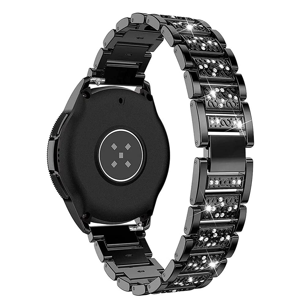 AISPORTS Compatible for Garmin Venu 2 Plus/Venu/Venu Sq 2/Venu Sq Strap, 20mm Bling Glitter Diamond Jewelry Metal Replacement Strap for Garmin Vivoactive 5/Forerunner 55/245/645/Approach S42/S40/S12