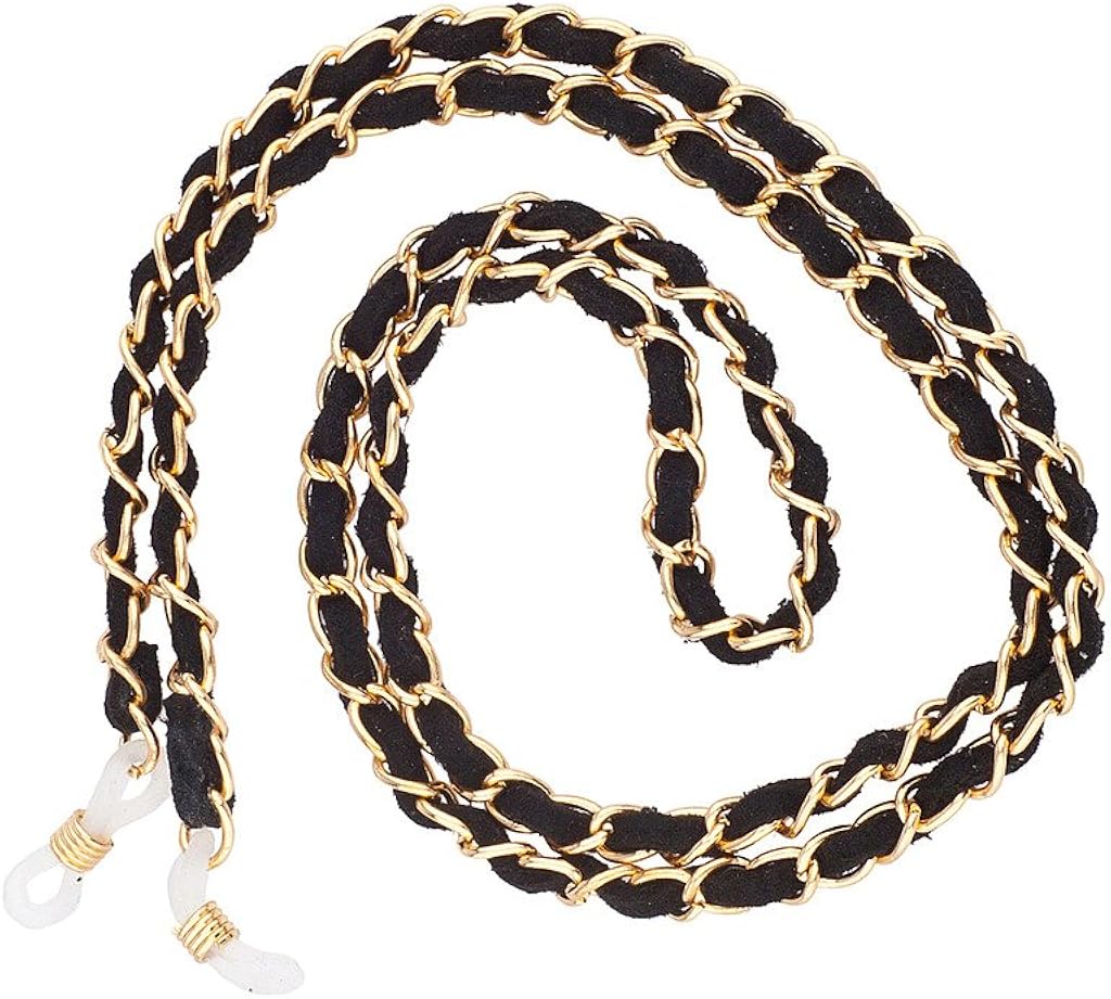 Lux Accessories Black Woven Chain Link Metal Eyeglass Holder