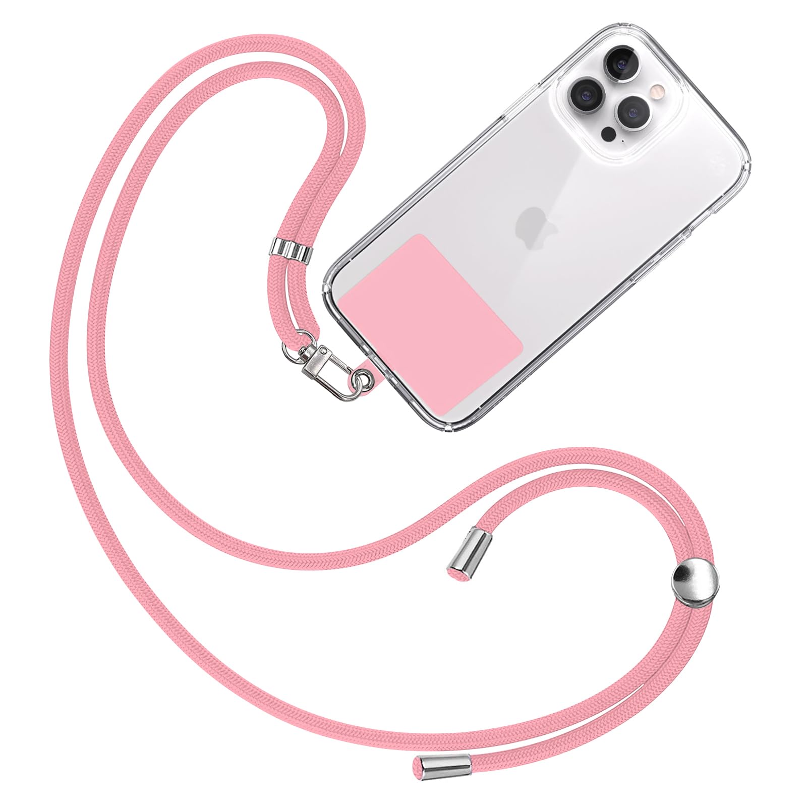 TBOC Mobile Phone Lanyard Strap, Mobile Phone Cord [Pink], for Hanging Neck, Universal, for Mobile Phones with Pad [Pink], Mobile Phone Strap Patch, Carabiner Mobile Phone Lanyard, Lanyard