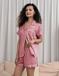 WJing Yi Jia 5Pcs Womens Soft Satin Pajama Set