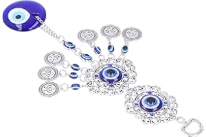 Evil Eye Pendant for Car Rearview Mirror, Car Hanging Ornament with Color Tassel, Glass and Alloy Lucky Charm for Home Room O