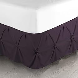 Nestl Purple Bed Skirt Twin Size, Pinch Pleat Twin