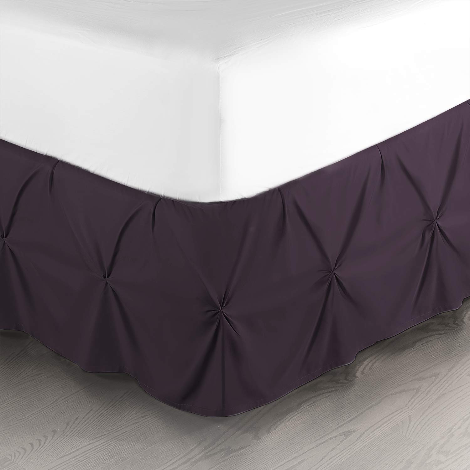 Nestl Purple Bed Skirt Twin Size, Pinch Pleat Twin