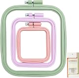 LAMXD 3 Pcs Embroidery Hoop Set Rectangular Square Plastic 3 Sizes Gold Eye