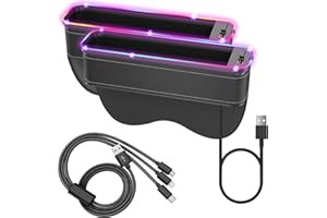 SUYUDSM Car Seat Gap Filler, 2 Pack Car Seat Gap Storage Box with LED Light Car Gap Filler with USB and Type-C Charger Suitable for Large Phones