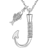 Fish hook Cremation Urn Pendant Memorial Necklace for ashes Fish Urn cremation necklace
