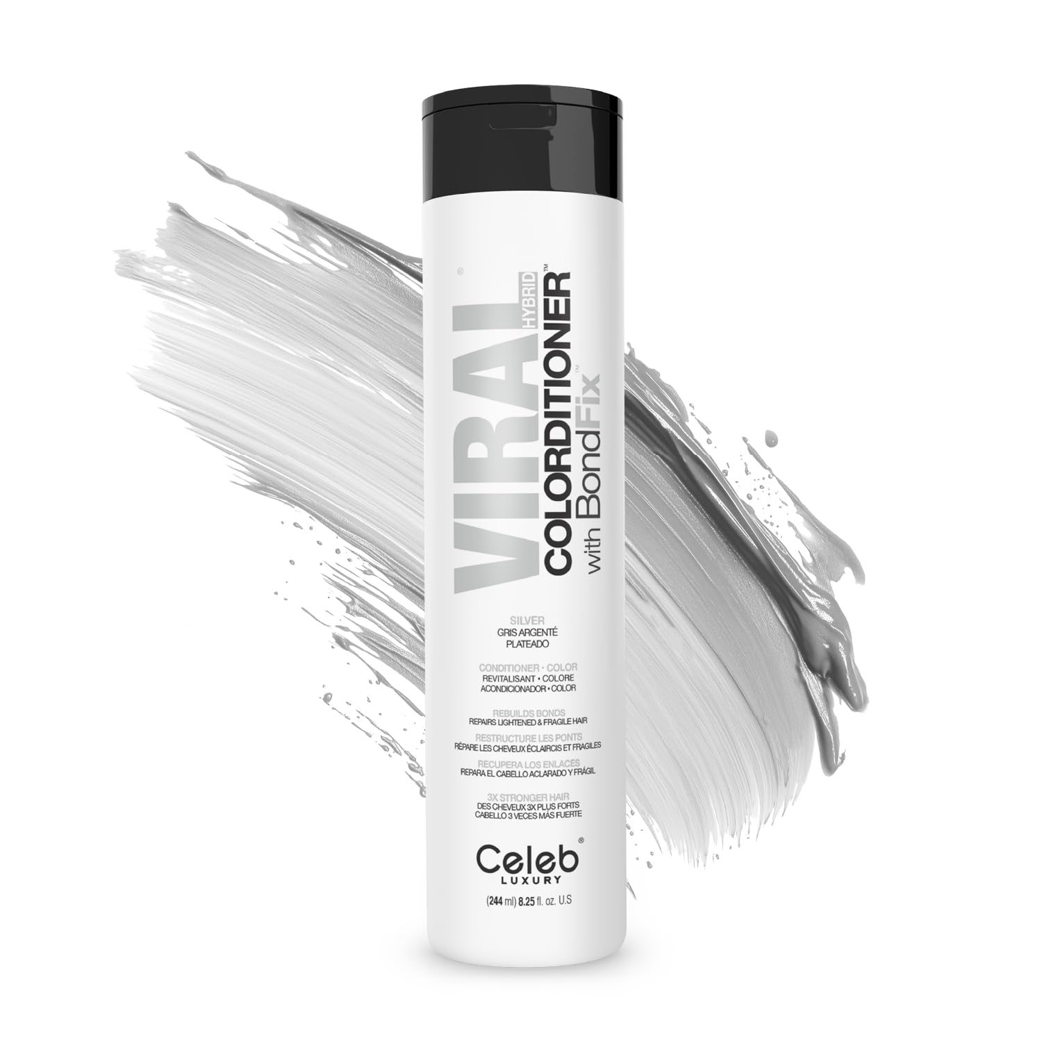 Celeb Luxury Viral Colorditioner: Silver Color Depositing Conditioner, BondFix Bond Rebuilder, 10 Vivid and Pastel Colors, Stops Fade, Conditioner + Vivid Color, Cruelty-Free, 100% Vegan