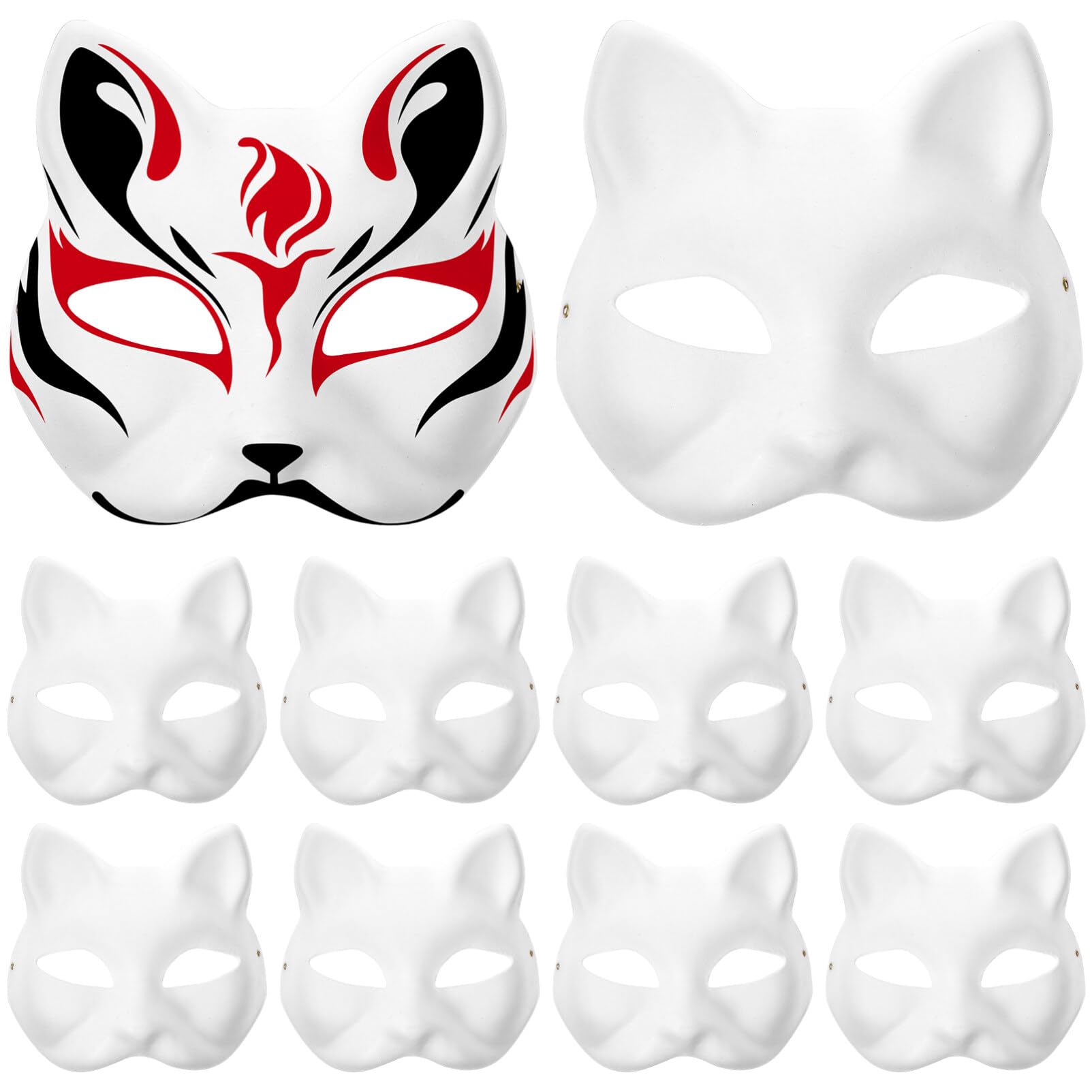 STOBOK Diy Hand Painted Cat Blank White Paintable Paper for Craft Party Masquerade Halloween Cosplay Accessory