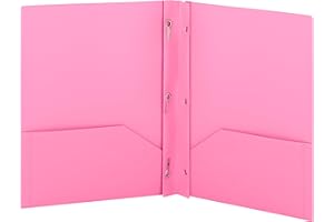 Plastic Folders with Pockets and Prongs Pink - Two Pocket Folder with Brads - 3 Prong Folders with Pockets for Letter Size Sheets, Also Available in Blue, Green, Red, Purple, and Grey, 1 Pc –by Enday