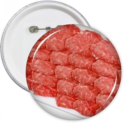Amazon 肩ロースステーキ肉raw Foodテクスチャラウンドピンバッジボタン衣類装飾5点ギフト M 名札 ホルダー 文房具 オフィス用品