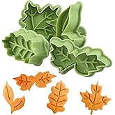 Crethinkaty Thanksgiving&Christmas Plungers Fondant Cutters-Christmas Holly Leaves Maple Leaves Shapes Cookie Cutters Cake Decorations Mould Set Cookie Stamps for Christmas Spring Autumn.
