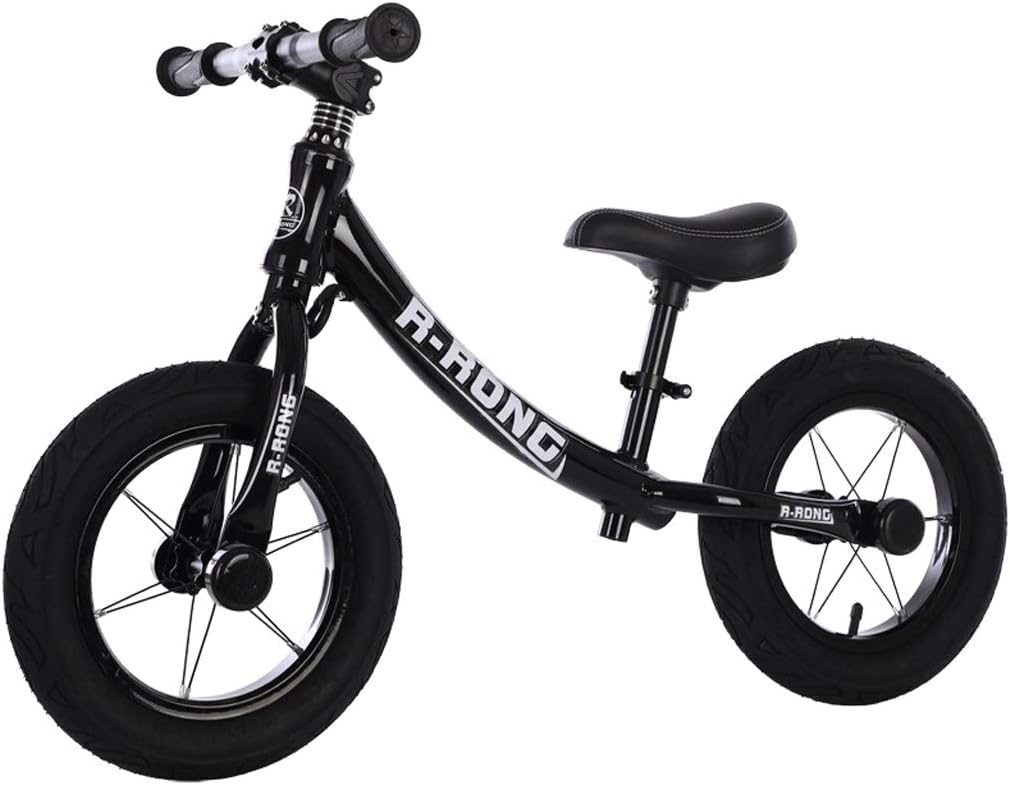 LLF 12" Balance Bike for Kids Children Running Bicycle, Aluminium Alloy Frame No Pedal Walking Bicycle for Ages 2 To 6 Years Old Boys Girls (Color : Black)