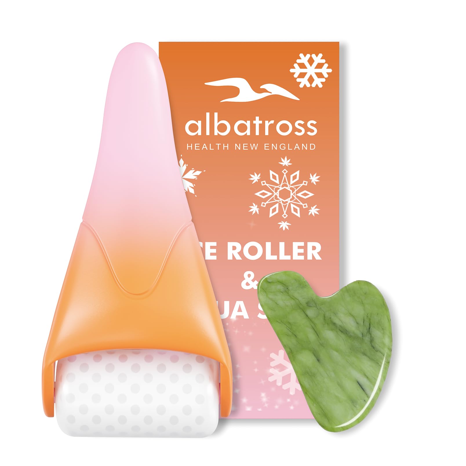 Photo 1 of Ice Roller & Gua Sha Set, Skin Care for Face Wrinkles and Puffiness, Self Facial Massage Tools-Orange