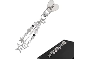 SINBANA Cute Charm Chain for Kindle, Star Pearl Keychain Strap Charm with Hook Decorative E-Reader Key Chain Decorating Accessories for Kindle Phone Decor Women Gifts