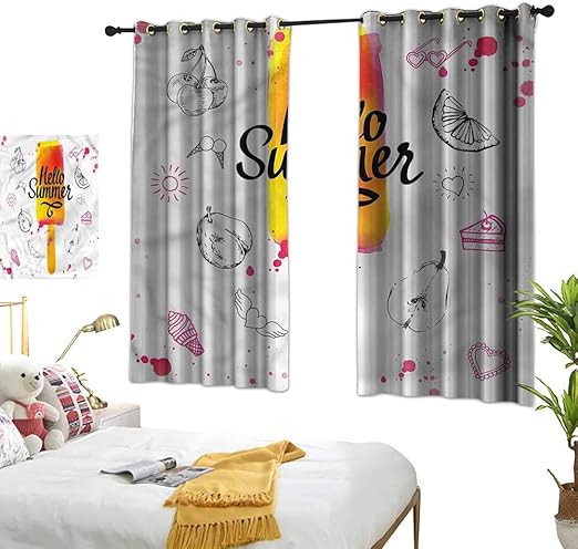 Amazon Com Lightly Double Curtain Rod Ice Cream Hello Summer 72