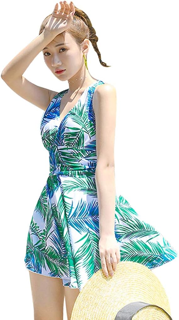 Amazon Hilltoptocloud 水着 レディース 体型カバー ワンピース オールインワン かわいい 一体 タンキニ ショートパンツ パット付き 体型カバー ワイヤー入り 花柄 ユニーク フレア ワンピース 通販