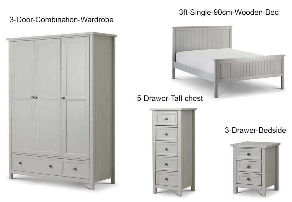 Furniture Expressions Julian Bowen Maine Bedroom Set 3ft Wooden