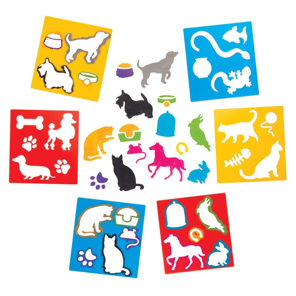 Baker Ross AW544 Washable Pets Stencils - Pack of 6, Washable Plastic Paint Stencil Set for Kids Arts and Crafts Activities