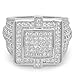 Men's Rhodium Plated Micro-Pave Iced Out Cubic Zirconia Hip Hop Ring, Size 11