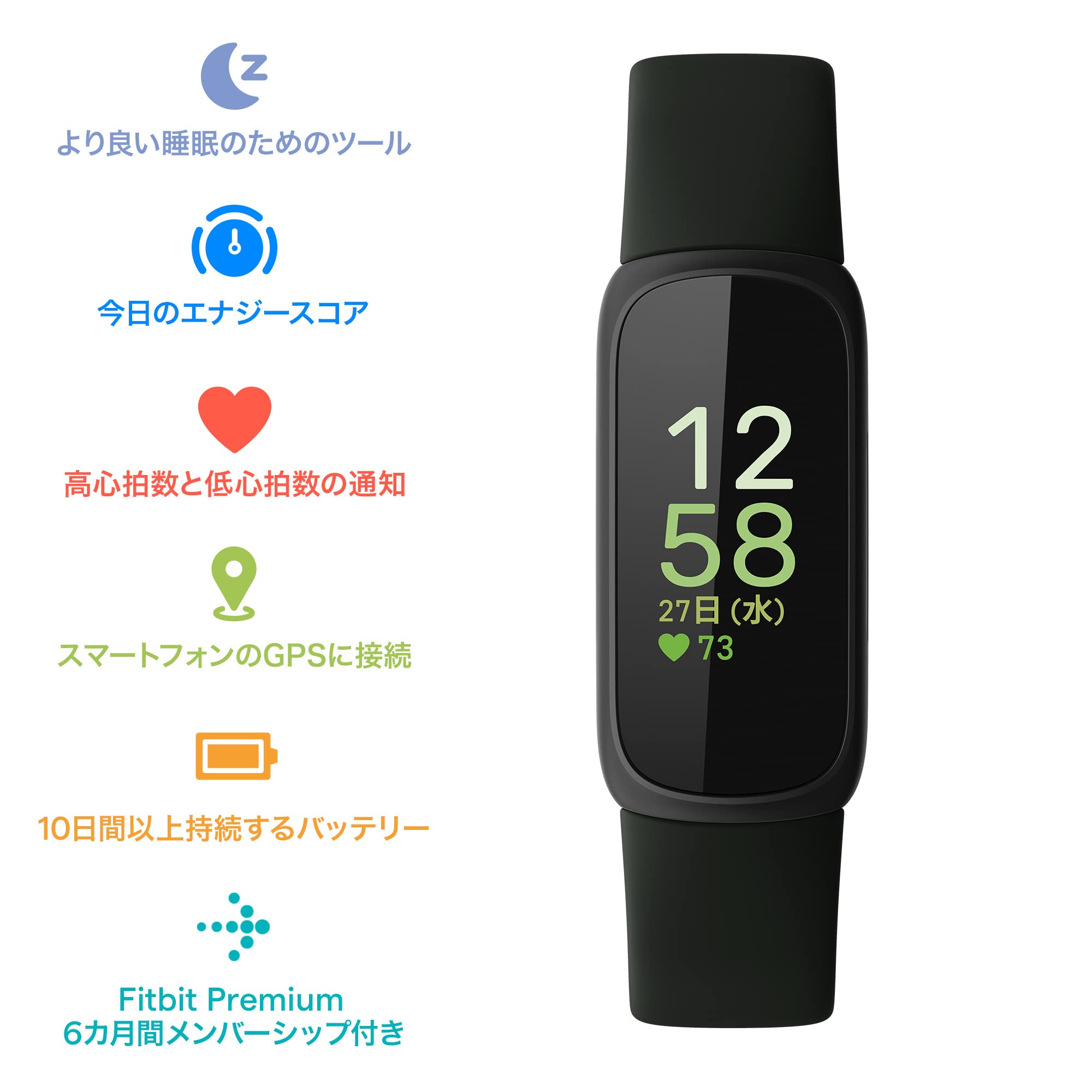 Fitbit Inspire 3 Fitness Tracker, Midnight Zen/Black (Up to 10 Days Battery Life/Heart Rate Monitor)