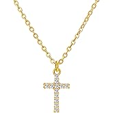 Wellike Gold Cross Necklaces for Women 18K Gold Plated Cubic Zirconia Crucifix Faith Pendant Necklace Dainty Non Tarnish Waterproof Jewelry