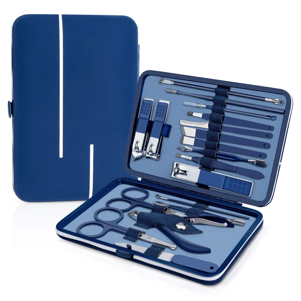 Manicure Set, Pedicure Kit, Nail Clippers, Professional Grooming Kit, Nail Tools 18 in 1 with Luxurious Travel Case for Men and Women 2020 Upgraded Version Blue : Beauty