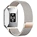 hooroor for Fitbit Ionic Bands Small and Large for Women Men, Fully Magnetic Closure Clasp Mesh Loop Milanese Stainless Steel Metal Band (Champagne Small)