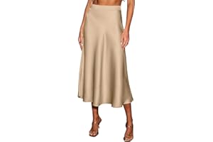 CUPSHE Women's Satin Skirt Flowy A Line Cocktail Party Wedding High Waist Long Midi Skirts Fall Summer Vacation Outfits
