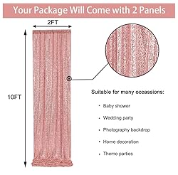 Outpain Rose Gold Sequin Backdrop Curtain for