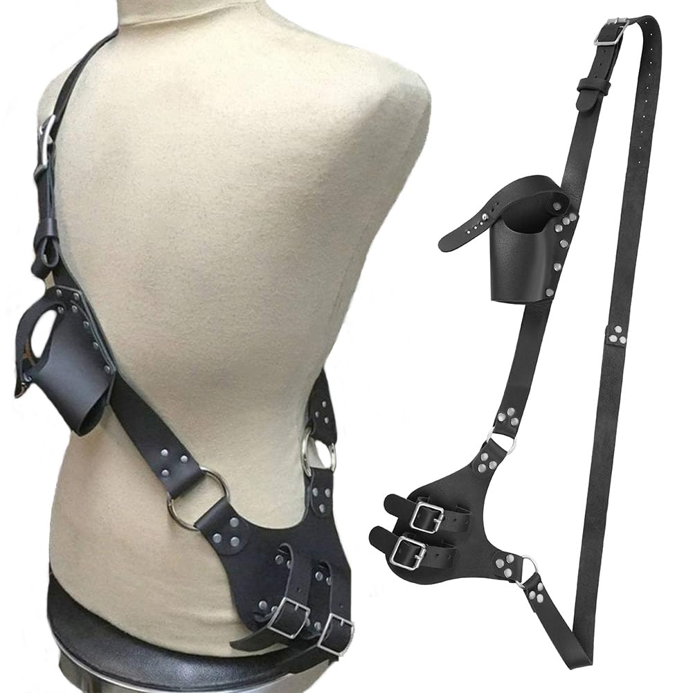 Medieval Leather Belt Sword Frog Holster Adjustable Sword Dagger Frog Sword Holder Knight Shoulder Strap Belt Sword Blade Sheath Holder Renaissance Belt Halloween Knight Pirate Viking Warrior Costume