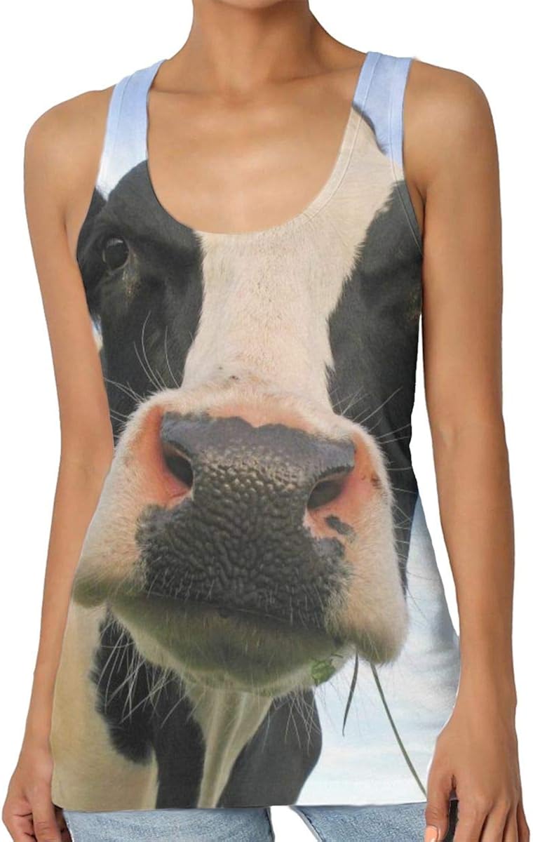 TDynasty Cow Cattle Womens Sleeveless Tank Top Sports Vest