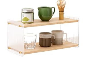 Matcha Station – 2-Tier Matcha Whisk Set Organizer Stand for Countertop, Wooden Display Shelf for Matcha Bowl, Green Tea Powd
