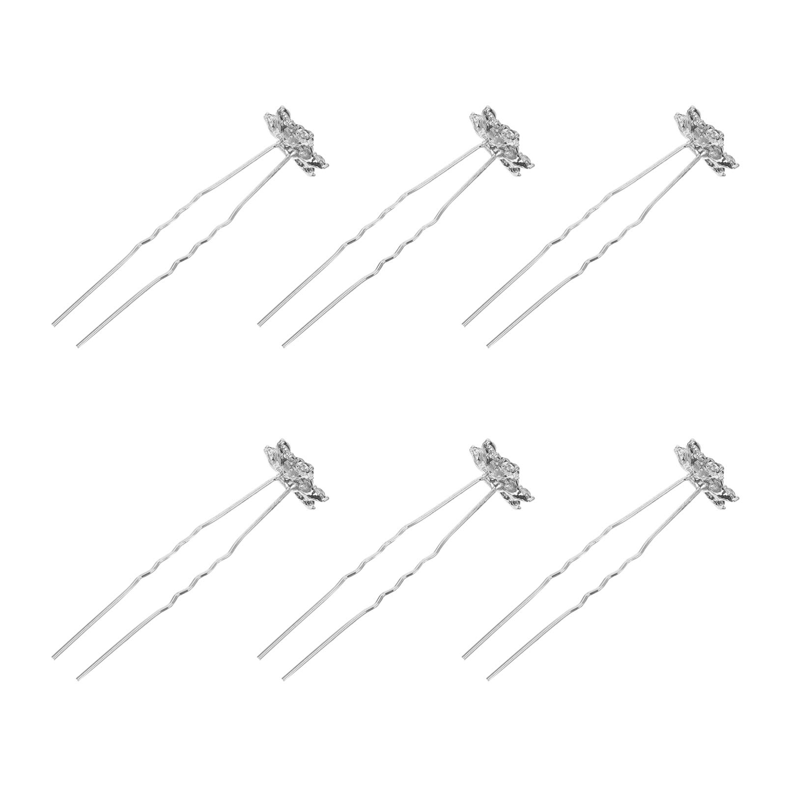 FRCOLOR 6pcs Snowflake Hair Pin Rhinestone Crystal Wedding Hairpins Christmas Hair Fork Decorative Bridal Hair Accessories for Women Girls (Silver)
