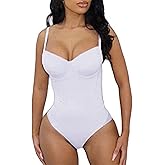 Hilinker Women's V Neck Spaghetti Strap Bodysuit Sexy Sleeveless Camisole Bustier Top