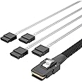 10Gtek Internal Mini SAS 36pin (SFF-8087) Male to 4X SATA 7pin Female Fan-Out Cable, 0.5-Meter (1.6feet)