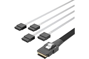 10Gtek Internal Mini SAS 36pin (SFF-8087) Male to 4X SATA 7pin Female Fan-Out Cable, 0.5-Meter (1.6feet)