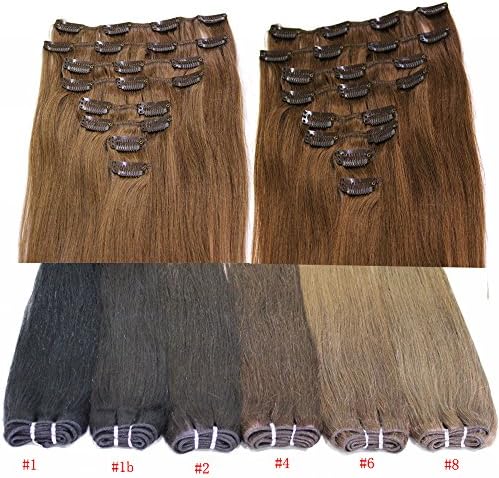 Ibeshion 18 Inch #2 Brown 120g 8Pcs/lot Clip In Hair Extensions Human Hair Darkest Brown Straight Hair